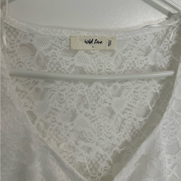 Wild Love white lace blouse. Size L. New with tag. - Picture 5 of 6